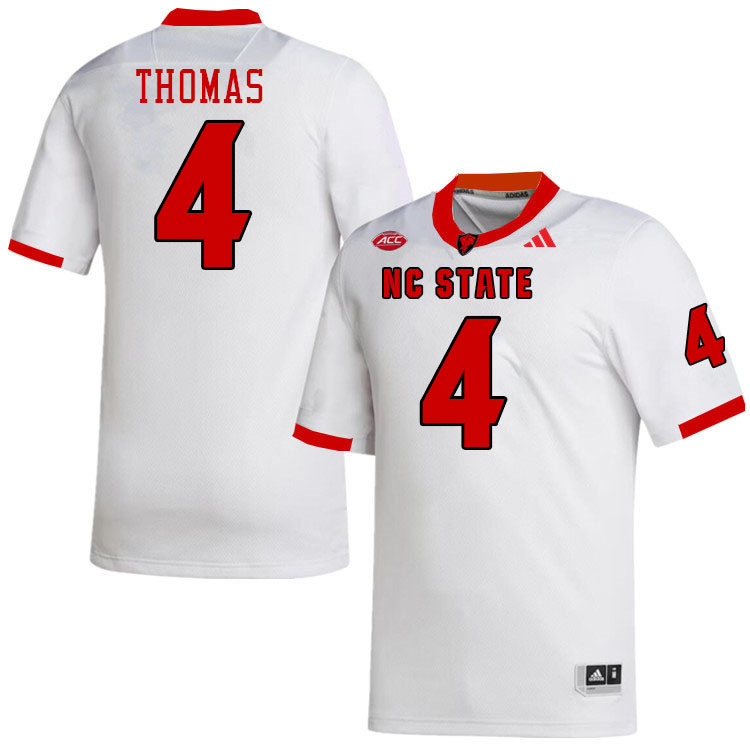 NC State Wolfpack #4 Tra Thomas College Football Jerseys Stitched-White NC State Wolfpack #4 Tra Thomas College Football Jerseys Stitched-White